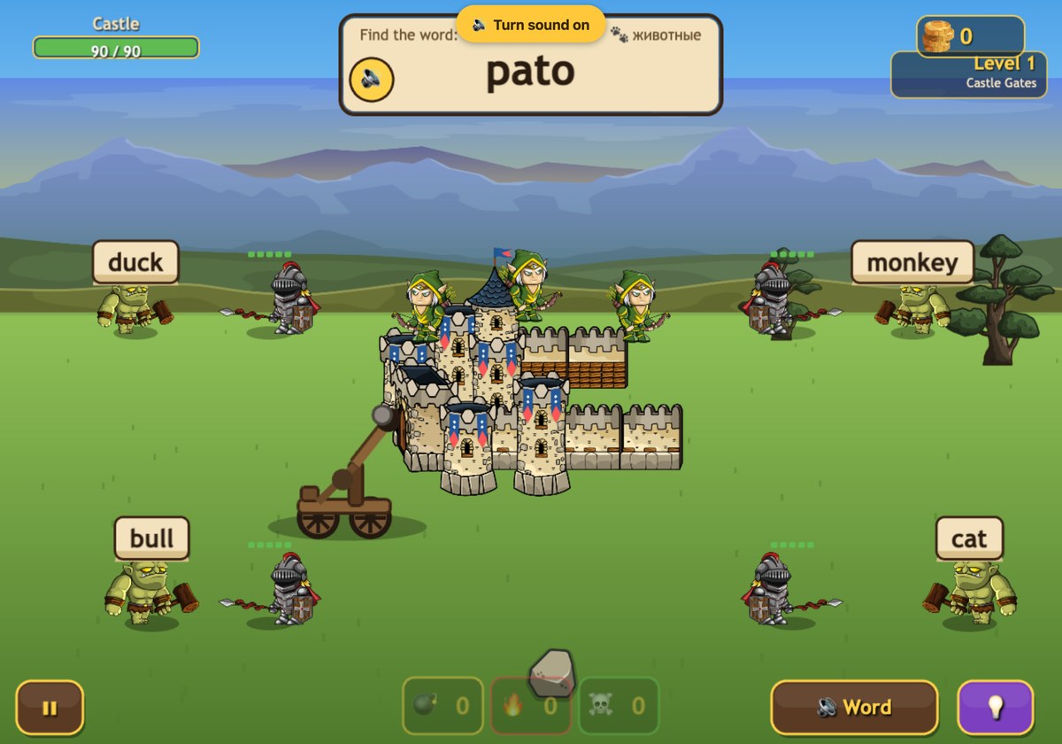 Spanish Words Game for Kids — gameplay